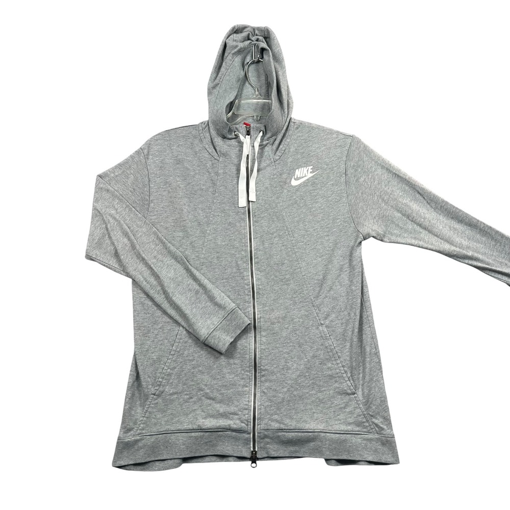 Nike Full Zip Hoodie Womens Medium Gray Sportswear Lightweight Futura Logo
